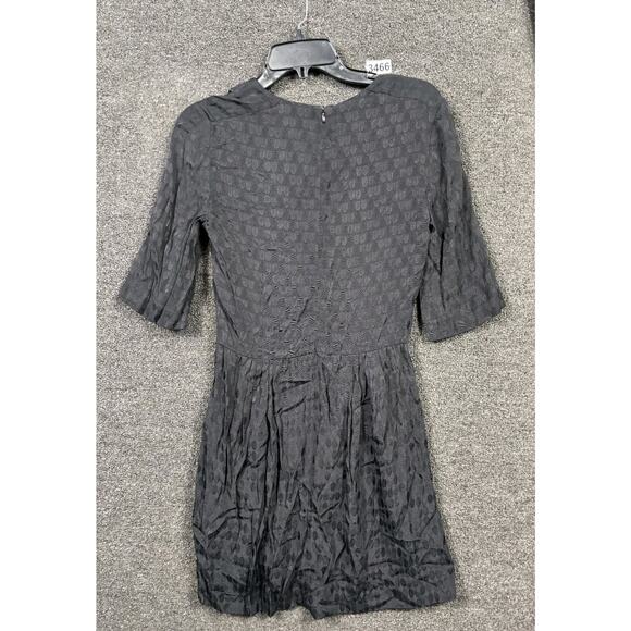 Sandro Paris “Bow” Black Faux Wrap Mini Dress Tone on Tone Polka Dot Sz 1/S NEW - Picture 2 of 7